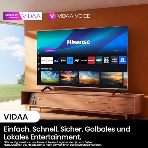 Hisense 40E4KT 101cm (40 Zoll) Fernseher Full HD Smart TV, Triple Tuner DVB-T2 / T/C / S2 / S, Works with Alexa, WiFi, Game Mode, Hotel Mode, Schwarz [2023], Betriebsystem VIDAA U