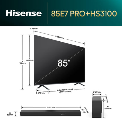 Hisense 50E7NQ 50” 4K UHD QLED Smart TV (2024) – HDR10+, Dolby Vision Atmos, Bluetooth, Alexa Built-in, VIDAA OS, 60Hz Panel