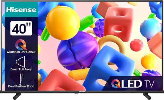 Hisense 40A5KQ 40” Full HD QLED Smart TV (2023) – Triple Tuner DVB-T2/C/S2, USB-C, Dual Positioning, Alexa Compatible