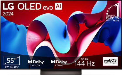 LG OLED55C47LA 55” 4K OLED evo Smart TV (2024) – α9 Gen7 AI Processor, webOS 24, Dolby Vision, 120Hz Panel