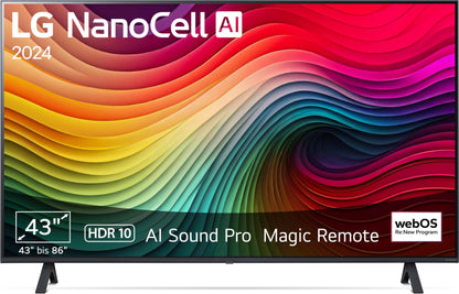 43NANO81T6A 43” 4K NanoCell Smart TV (2024) – α5 Gen7 AI Processor, webOS 24, HDR10, 60Hz Panel