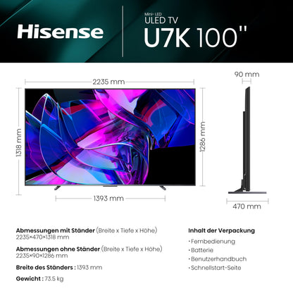 Hisense 55U7NQ 55” 4K Mini LED ULED Smart TV (2024) – Quantum Dot, 120Hz/144Hz VRR, HDMI 2.1, Game Mode Pro