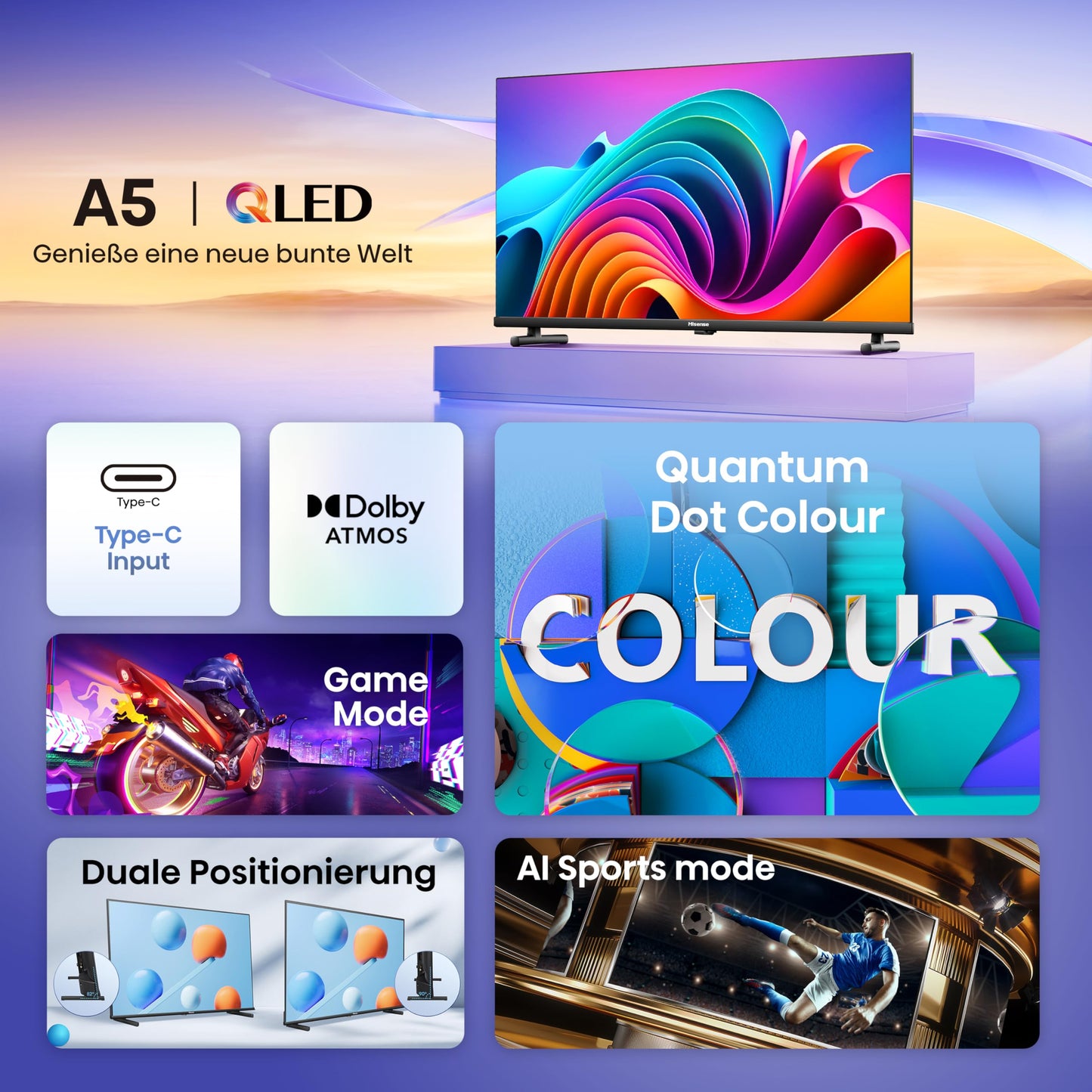 Hisense 50E7NQ 50” 4K UHD QLED Smart TV (2024) – HDR10+, Dolby Vision Atmos, Bluetooth, Alexa Built-in, VIDAA OS, 60Hz Panel