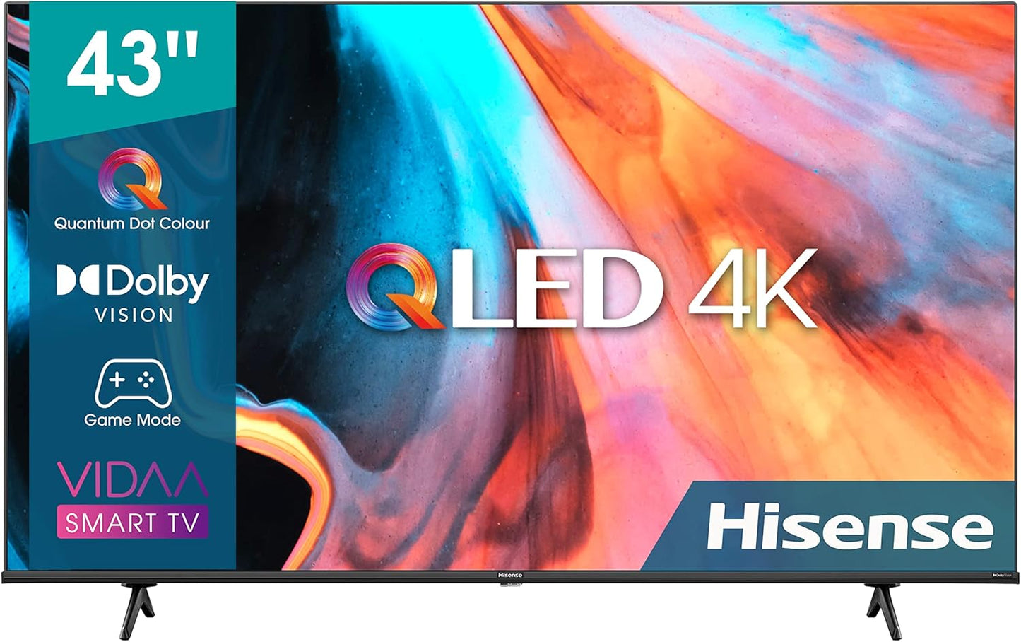 Hisense 43E7HQ 43” 4K UHD QLED Smart TV – HDR10+, Dolby Vision, DTS Virtual, 60Hz Panel, Bluetooth