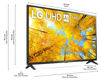 LG 43UQ75009LF 108 cm (43 Zoll) UHD Fernseher (Active HDR, 60 Hz, Smart TV) [Modelljahr 2022]