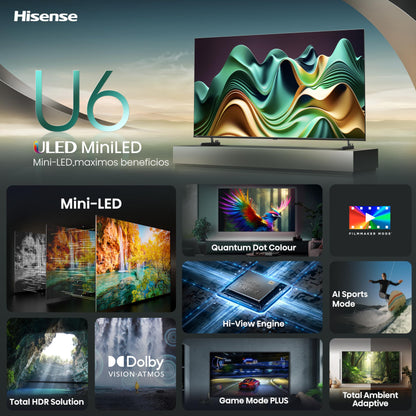 Hisense 55U7NQ 55” 4K Mini LED ULED Smart TV (2024) – Quantum Dot, 120Hz/144Hz VRR, HDMI 2.1, Game Mode Pro